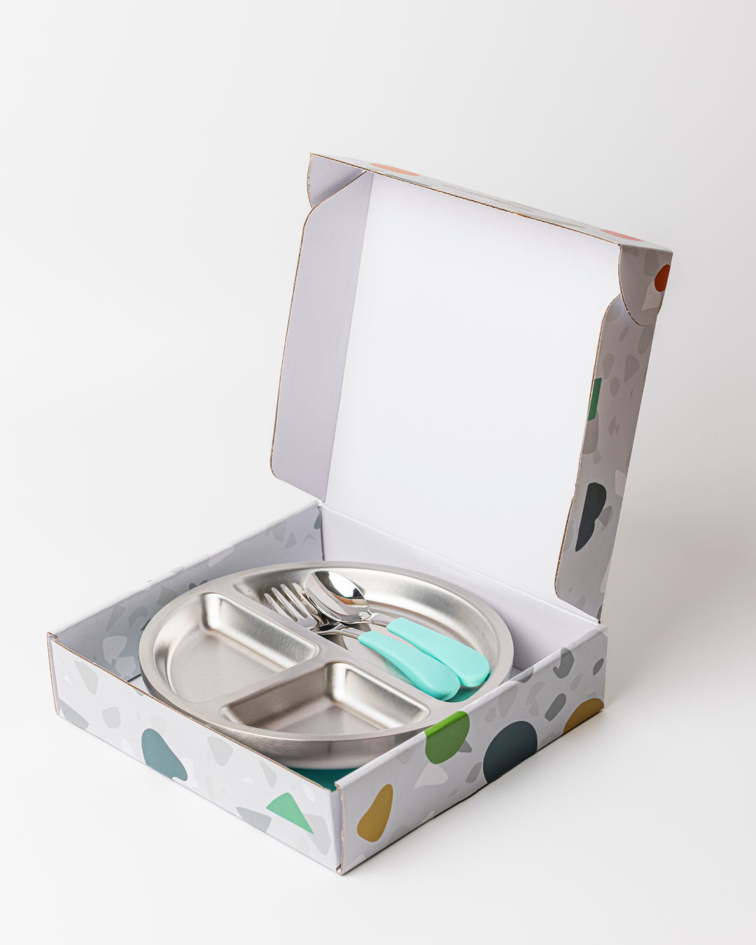 Lion & Lady - Wholesale Feeding Set - Baby - 18/8 Stainless Toddler Plate with silicone suction base, spoon and fork3