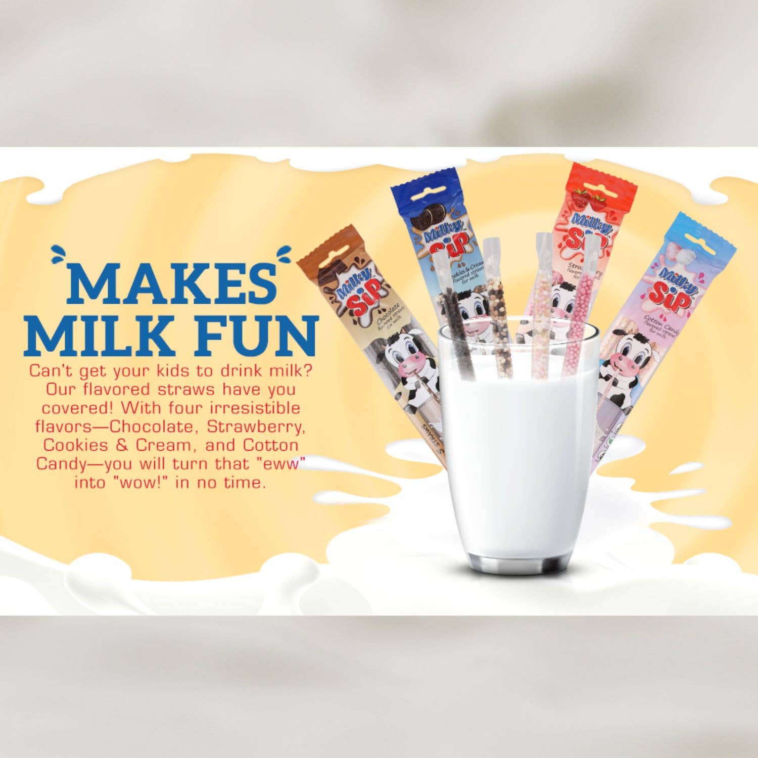 Zimply Foods - Wholesale Drinking Straw - 5 Pack Cookies and Cream Flavor Milk Flavoring Straws7