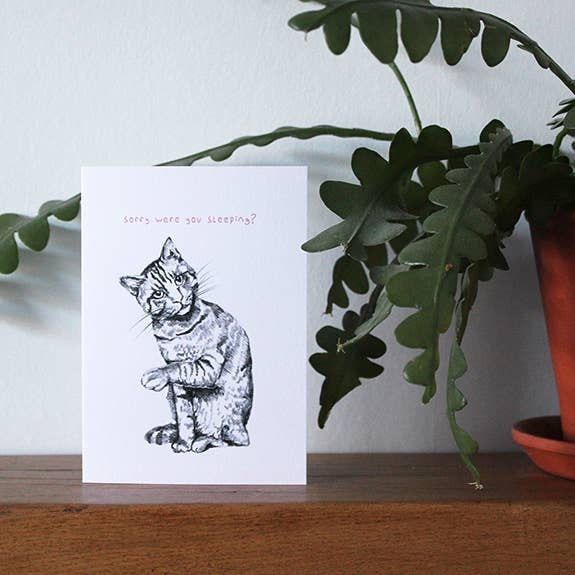 Naughty Cat Hand Illustrated Greeting Card for wholesale by Strange Goods