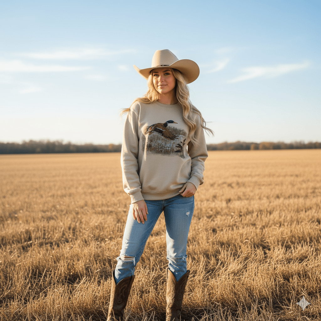 Sand Vintage Duck Graphic Sweatshirt for wholesale on Faire1