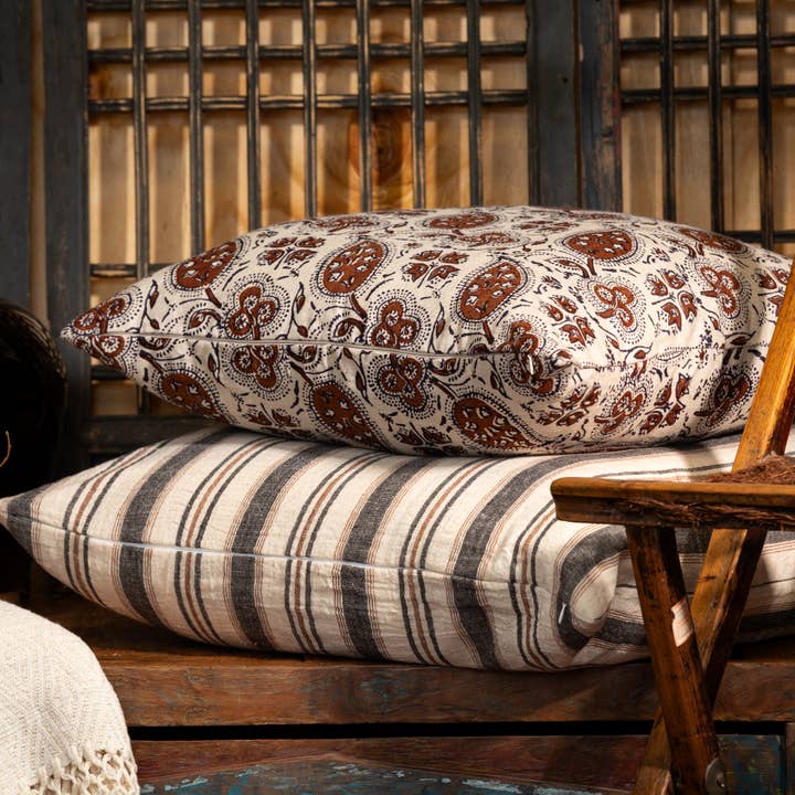 Alamwar - Wholesale Throw pillow cover - Betel Leaf Charcoal/Cinnamon Decorative Pillow Cover3