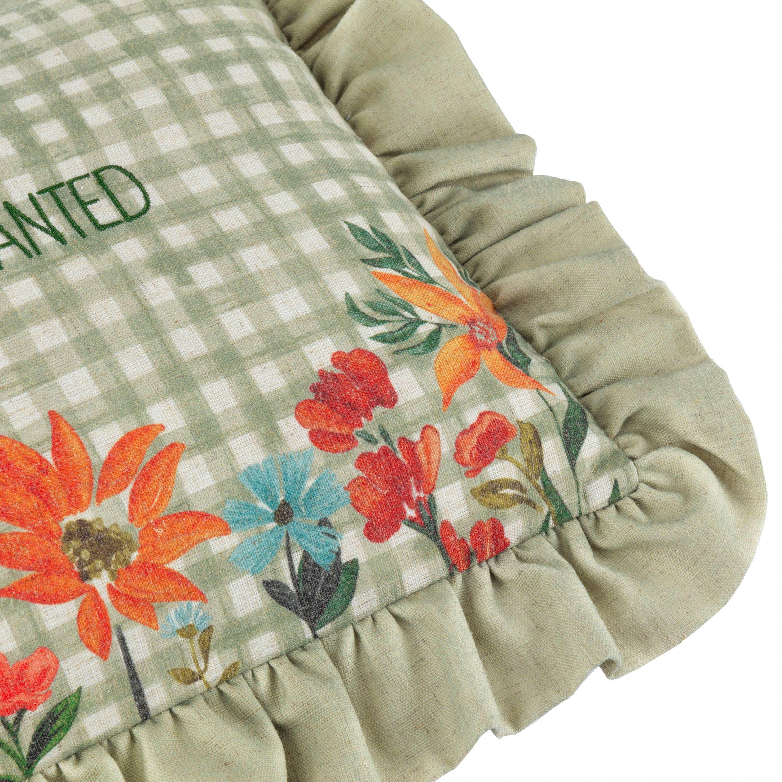 Meadow Haze Embroidered Ruffle Cushion Green for wholesale on Faire4