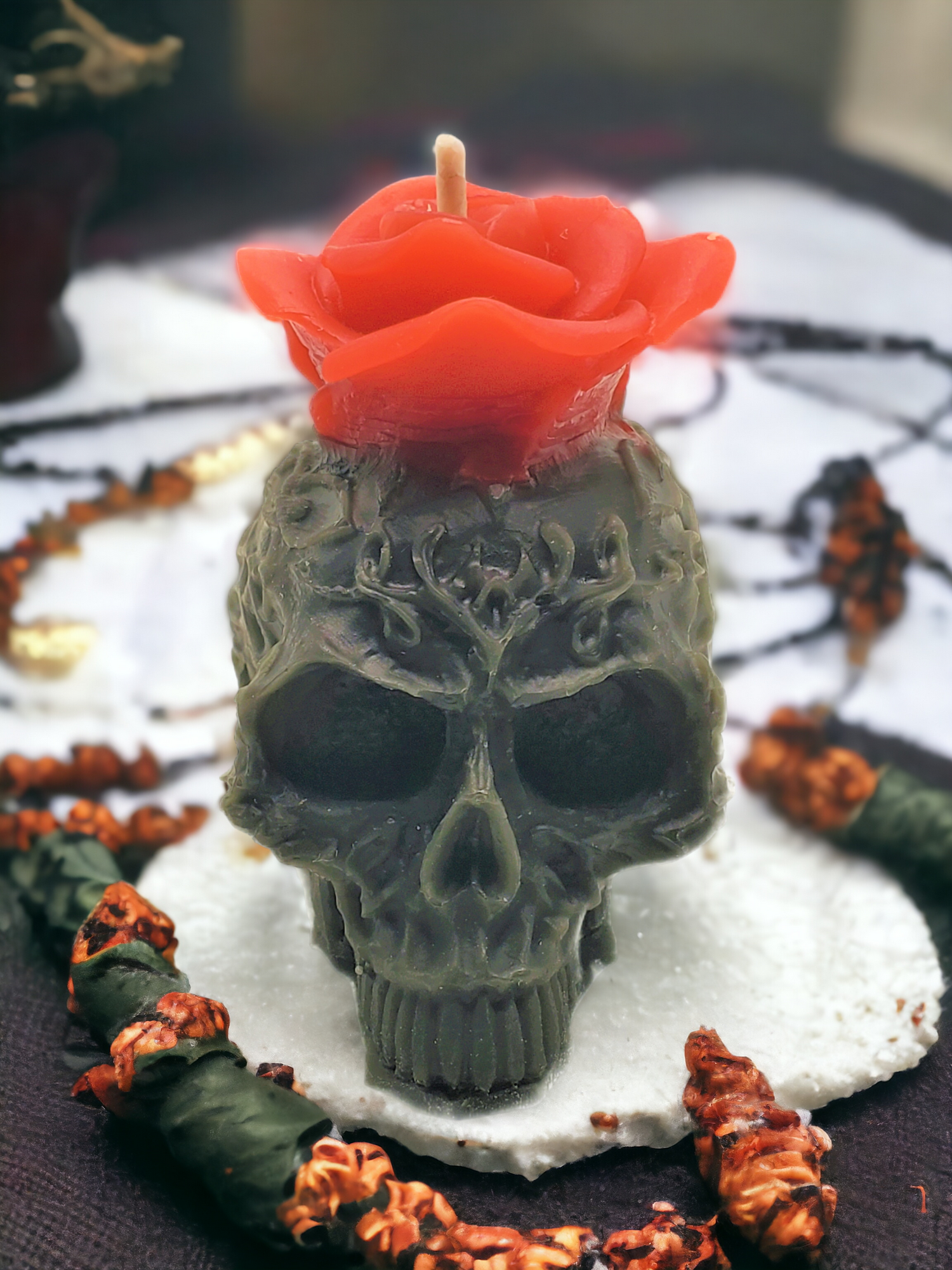 Cernunnos Farms - Wholesale Novelty Candle - Rose and Skull Candle1