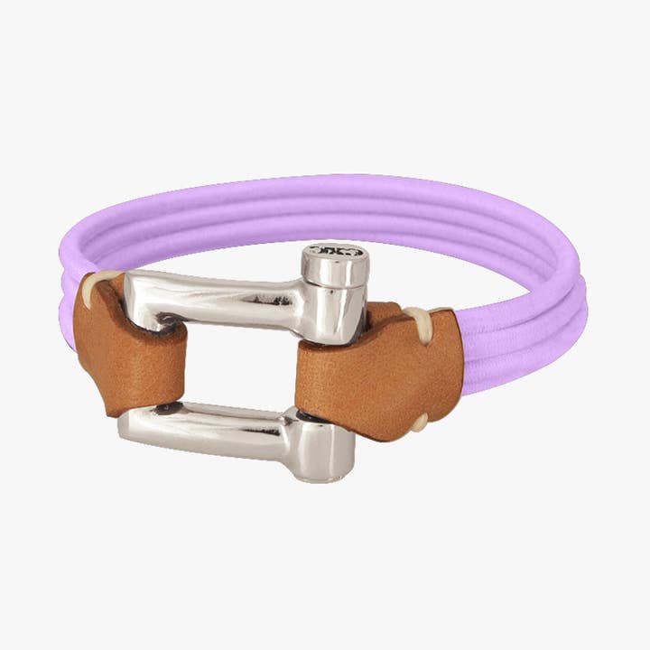 Bracciale con 4 lacci elastici colore lilla con chiusura in argento per la vendita all'ingrosso da parte di CXC