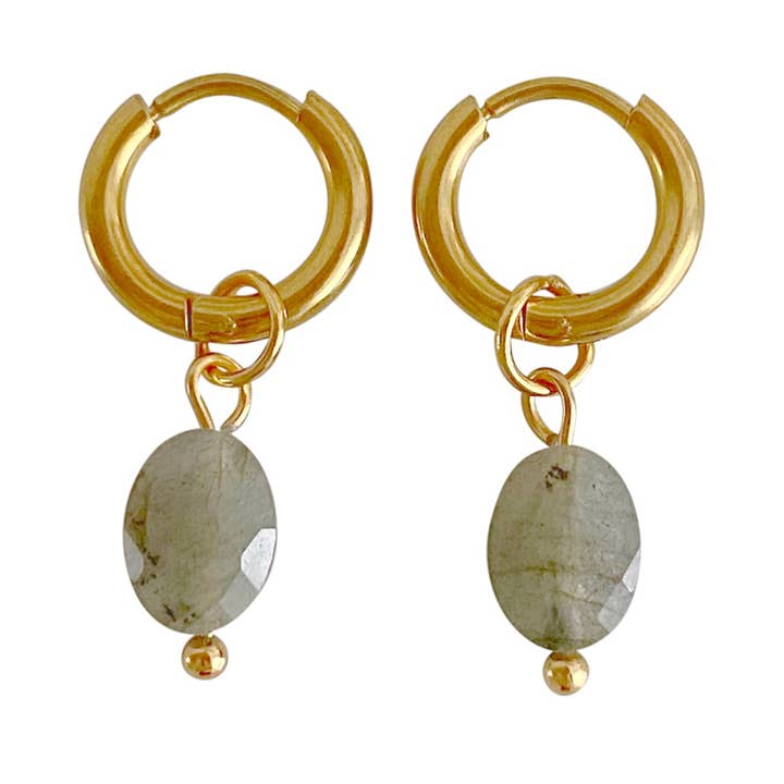 Labradorite faceted earrings - gold for wholesale by Saint Clairmont