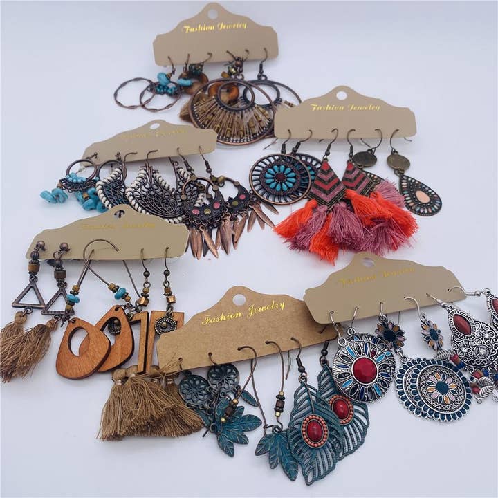 Mio Queena – Engroshandel Smykkesæt – Vintage boheme øreringesæt - BJ5