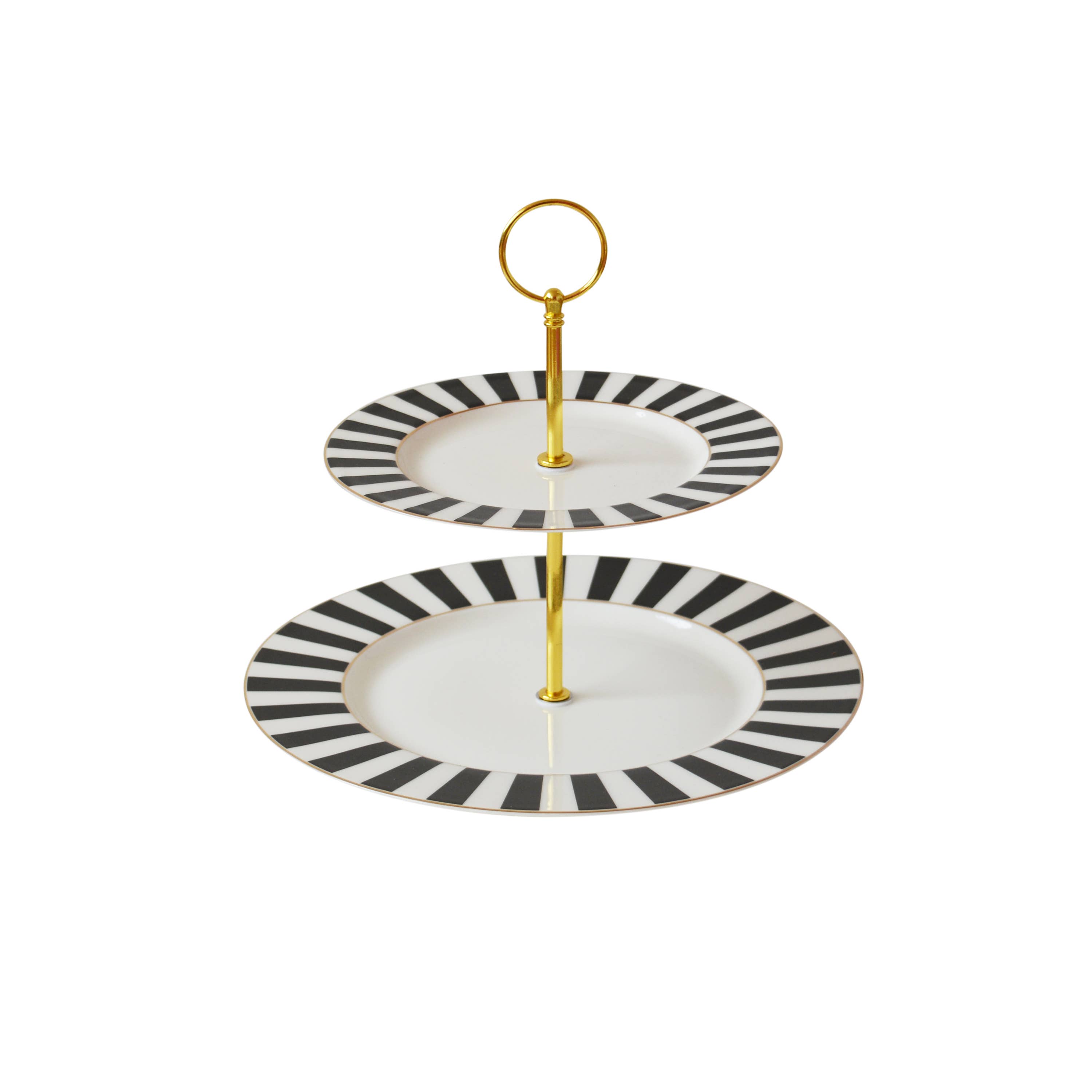 Bombay Duck - Wholesale Cake Stand - Stripy Two Tier Cake Stand0