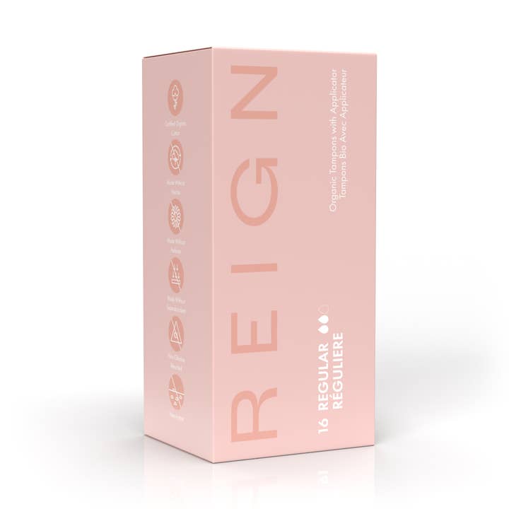 Tampons biologiques Reign avec applicateur - Absorbance régulière pour la vente par Reign Wellness