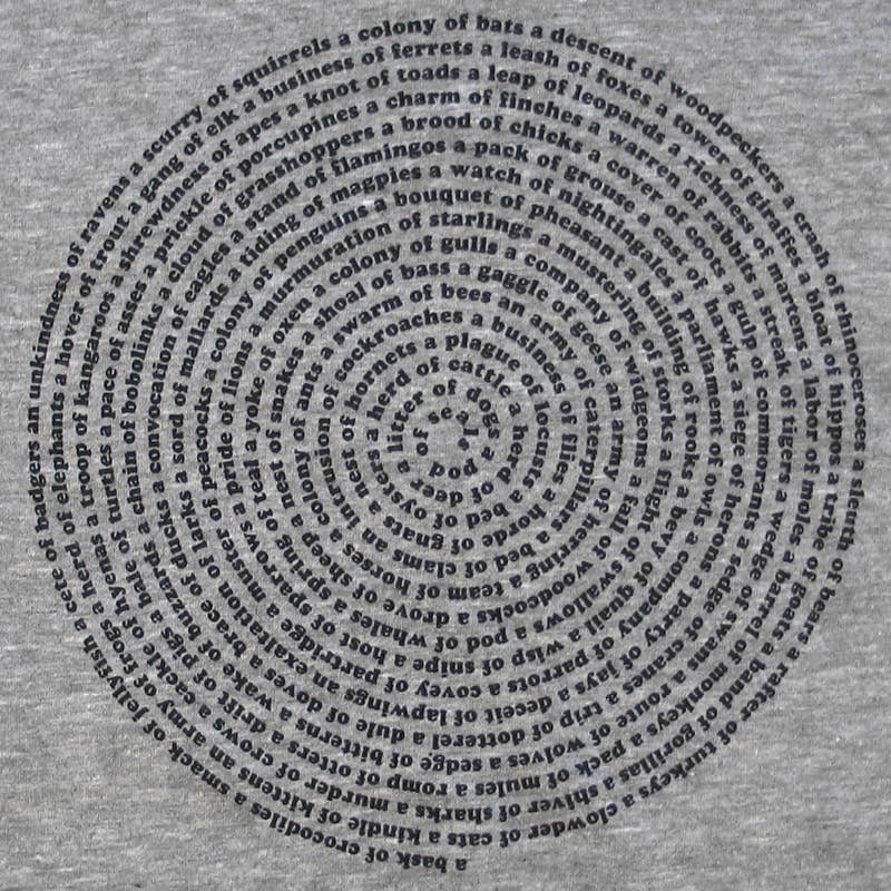 Xenotees - Wholesale Screen Printed T-Shirt - Unisex - Collective Animal Nouns Track Tshirt, nerdy word lover tee1