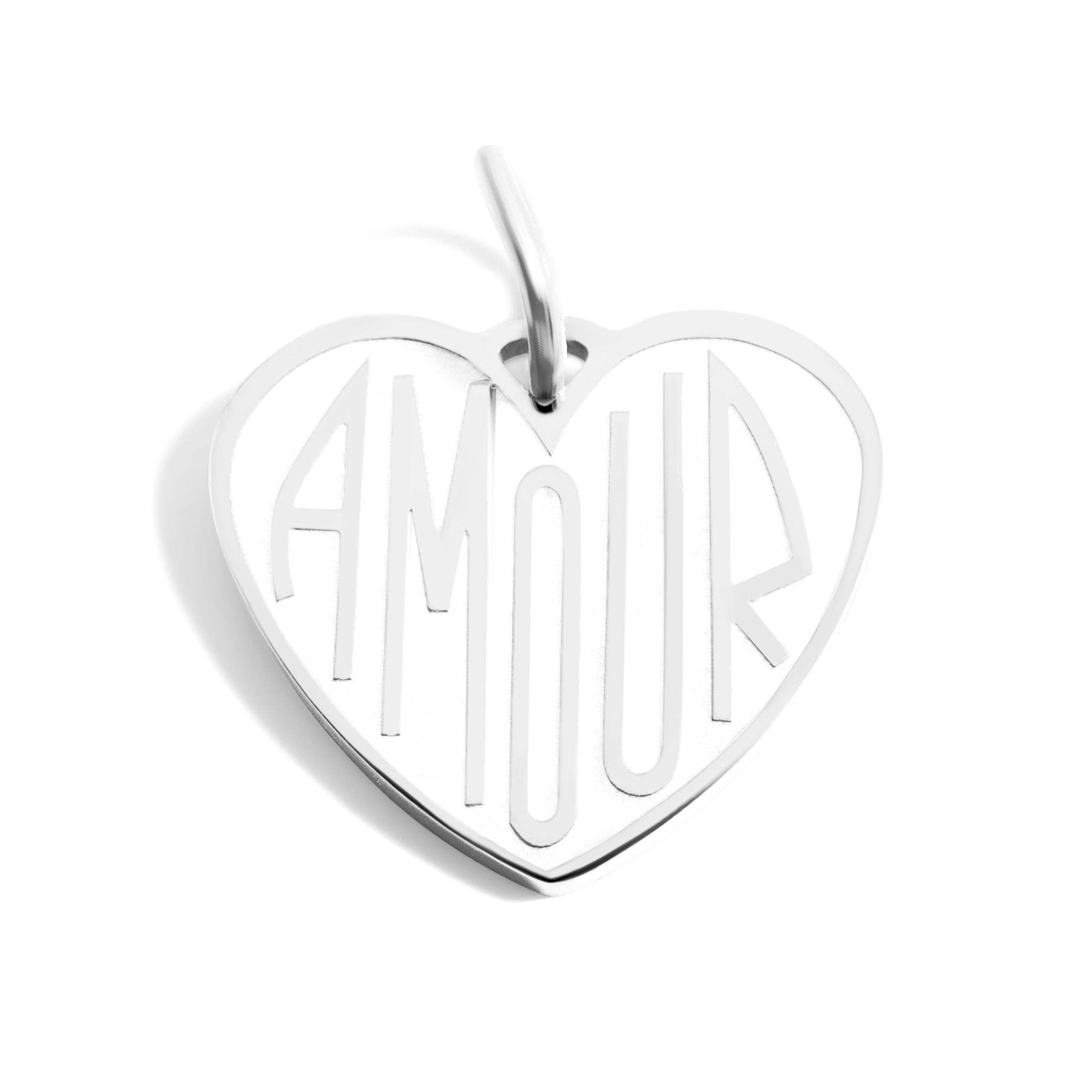 WJW - Venta al por mayor Abalorios/colgantes individuales - Charm en forma de corazón "Amour" de acero inoxidable con PVD de oro 18K1
