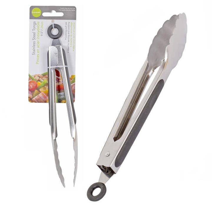 L.Gourmet 9.5"/12"/16" S/S Tongs w/Rubber Cushion&Pull-lock for wholesale by Luciano Gourmet