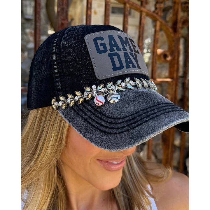Live Love Gameday® - Wholesale Baseball Cap - Women's - Baseball Game Day Vintage Charm Crystal Cap