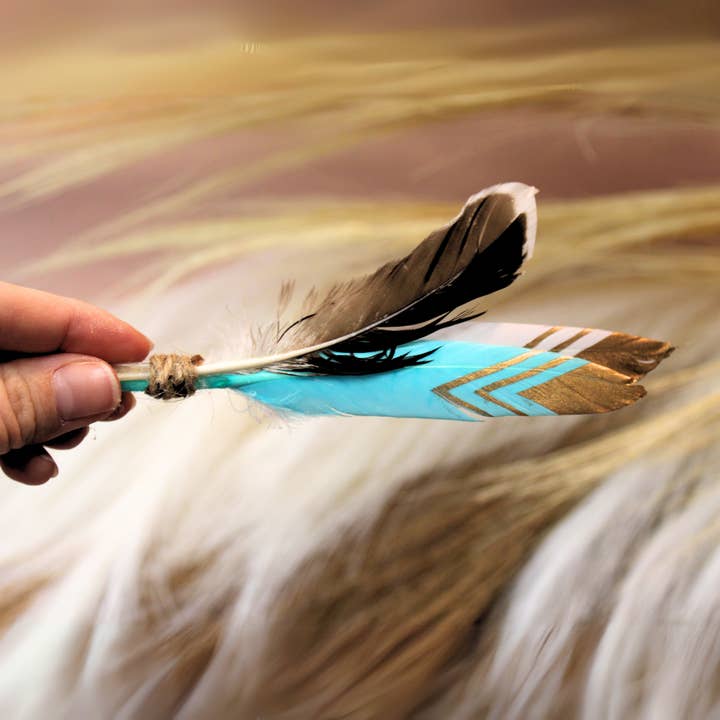 Wildflowers and Barley - Wholesale Hat Accessory - Women's - Handmade Teal & White Duck Feather Pick