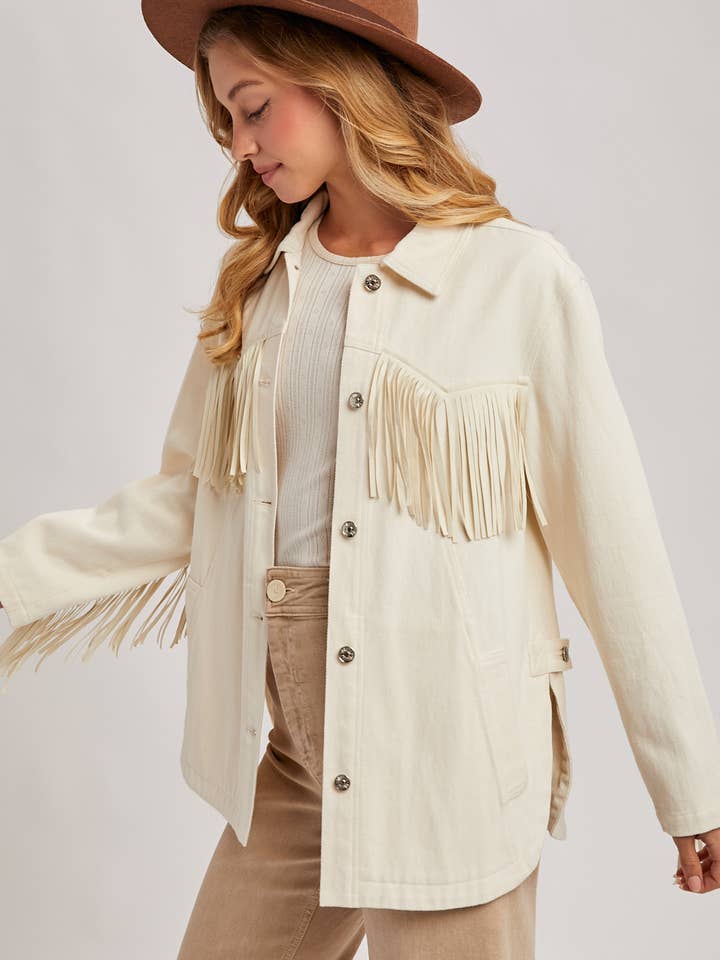 Bluivy - Vendita all'ingrosso Giacca - Donna - Giacca in denim western con frange e bottoni - confezione aperta7