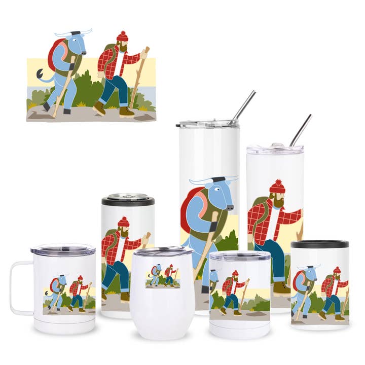 Hiking Paul Bunyan + Babe Insulated Drinkware for wholesale by Creative Compass