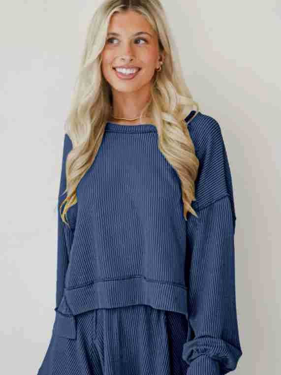 Marayn - Wholesale Top & Skirt Set - Women's - Autumn Ribbed Set Lantern Sleeve Top  Pleated Skirt15