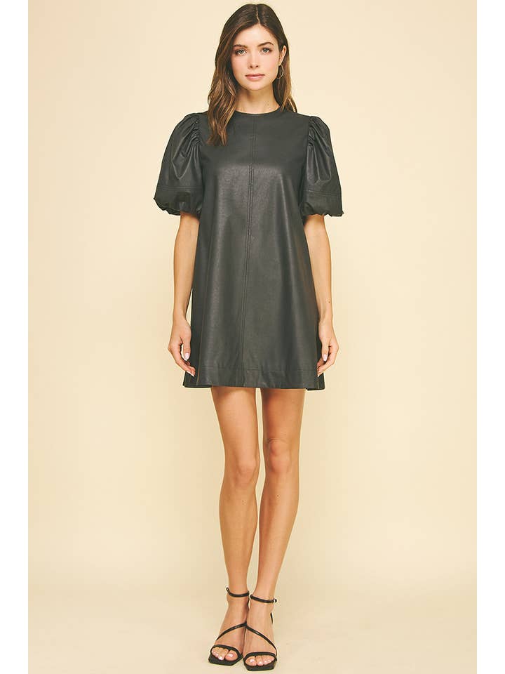 PINCH - Wholesale Dress - Women's - PU LEATHER TUNIC DRESS - 6514D17