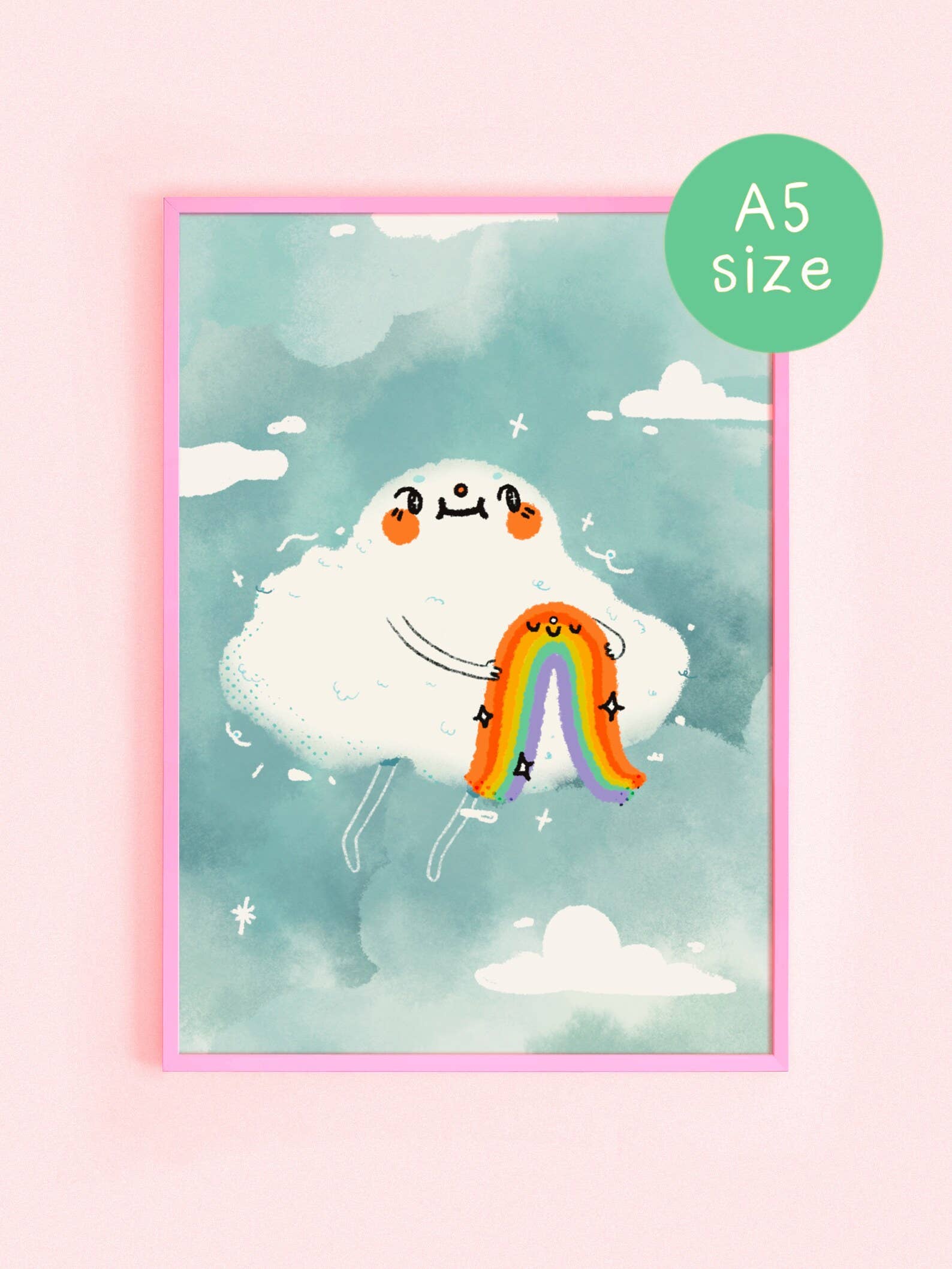 Bloemkolie - Wholesale Art Print - Kawaii Cloud A5 Print - Adorable Rainbow Wall Art 1