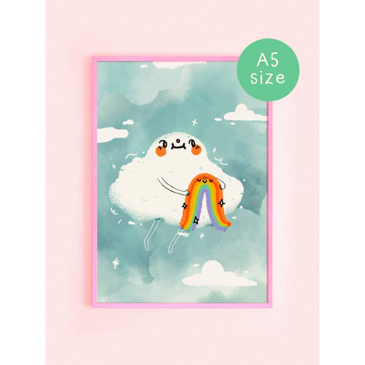 Bloemkolie - Wholesale Art Print - Kawaii Cloud A5 Print - Adorable Rainbow Wall Art 1