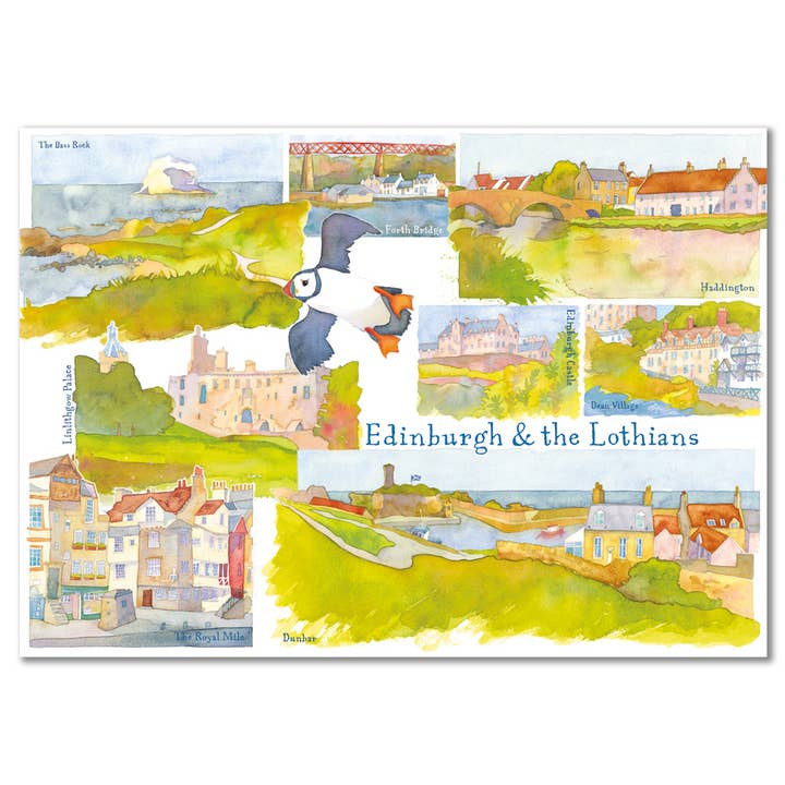 Cartolina di Edimburgo e i Lothians per la vendita all'ingrosso da parte di Emma Ball Ltd