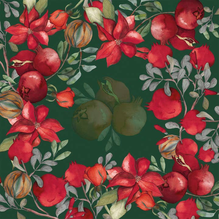 Satin dug «Granatæble» Grøn Variant 100% Fremstillet i Italien for engroshandel hos The Napking