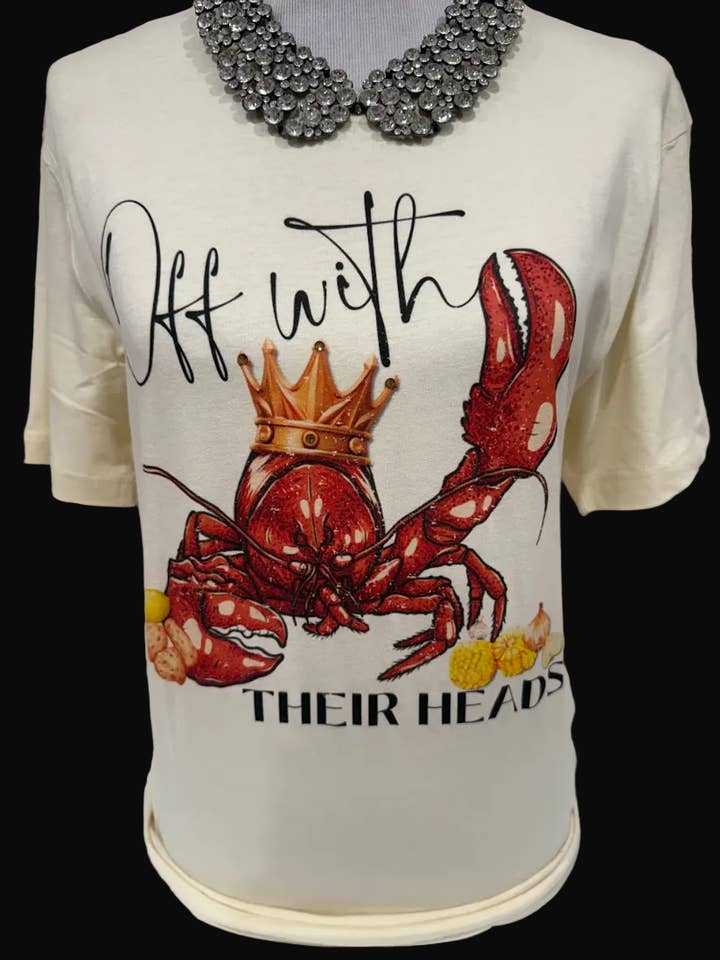 Off w/ their Heads Crown Crawfish on Natural Crew for wholesale by Bling-A-GoGo, LLC