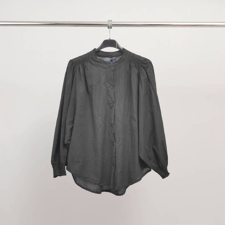 Cecile Wang - Wholesale Button Down Shirt - Women's - Loose shirt with gathered collar in cotton TDM608222