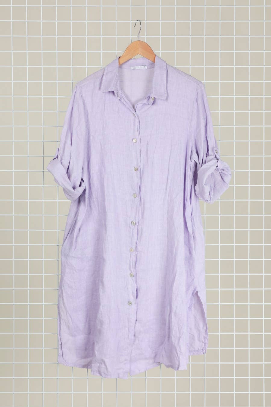 la maison des fibres naturelles - Venta al por mayor Vestido - Mujer - Vestido camisa de lino 100 % con botones, largo medio3