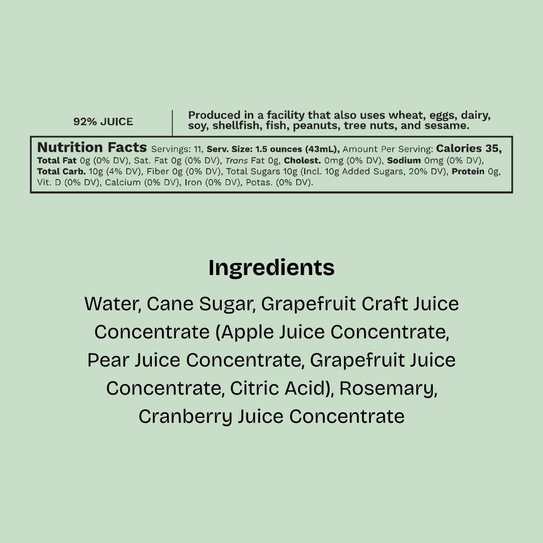 Wood Stove Kitchen - Wholesale Cocktail Mix/Syrup - Grapefruit & Rosemary Cocktail and Mocktail Mixer, 16 fl oz7