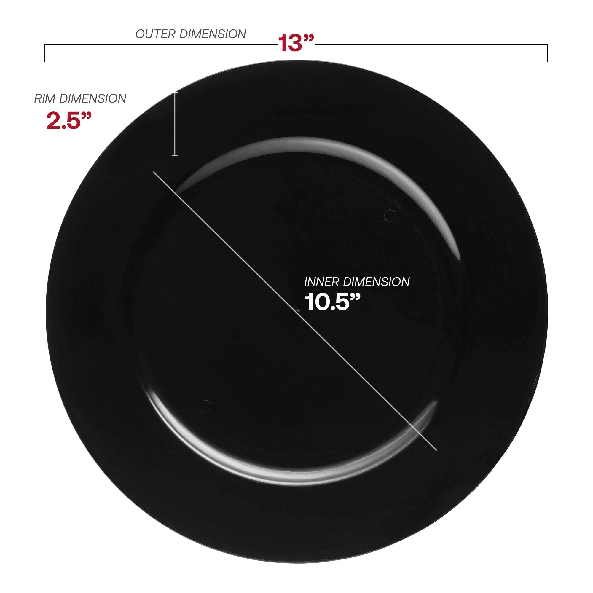 Smarty had a Party - Vente Assiette de présentation - 60 assiettes de présentation rondes en plastique noir de 13"2