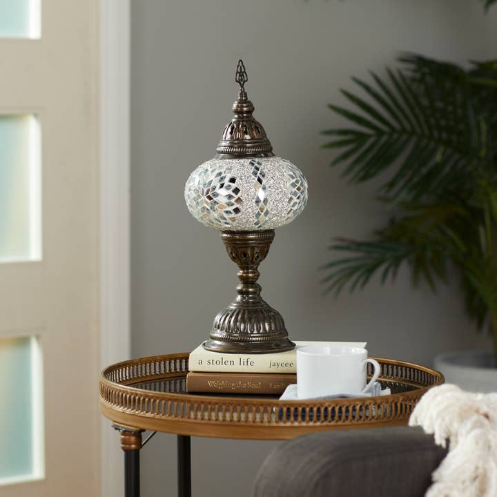 Import Corner - Wholesale Accent/Desk Lamp - 86118: 7" MOSAIC PEDESTAL LAMP - TOUCH BASE