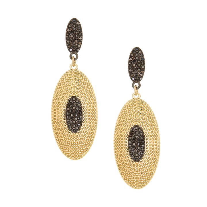 double oval crystal post drop earring for wholesale by Marlyn Schiff