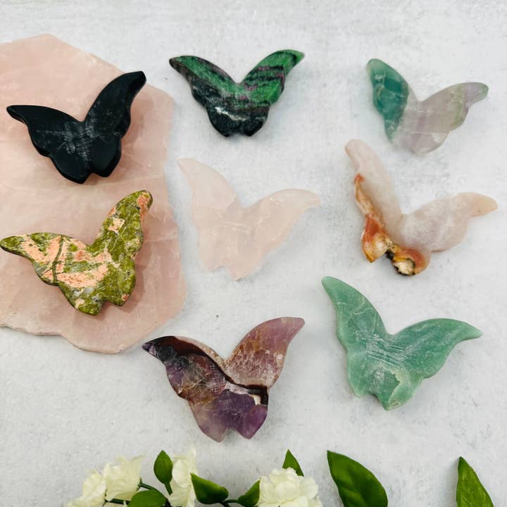 Rock Paradise – wholesale Spiritual stone/crystal – 3D Gemstone Carved Crystal Butterfly - YOU CHOOSE STONE1