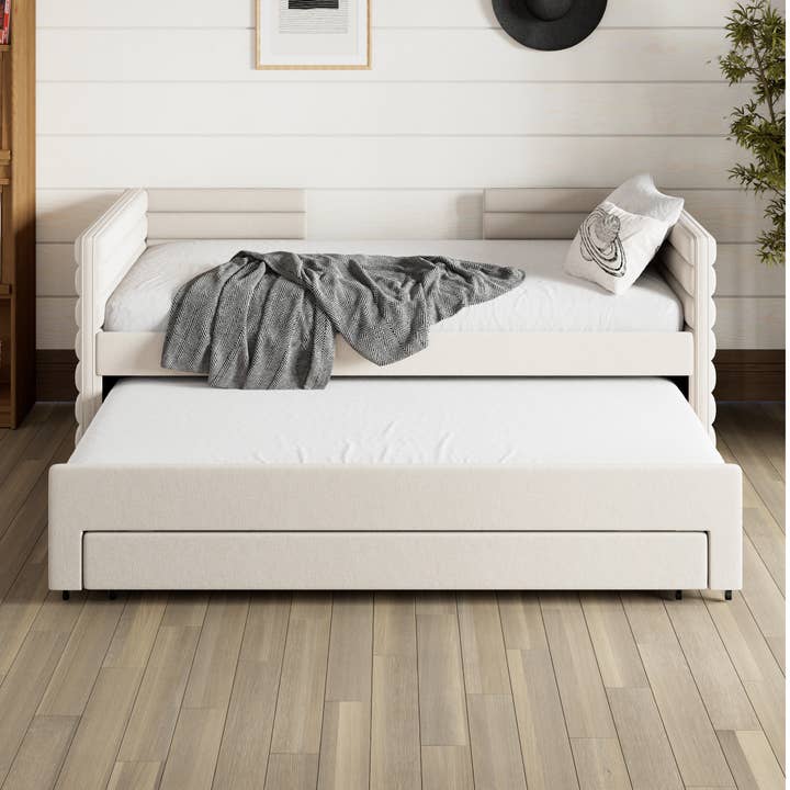 HOMYCASA DESIGN INC - Wholesale Bed - Twin Size Upholstered Daybed with Trundle &3 Storage Drawers7