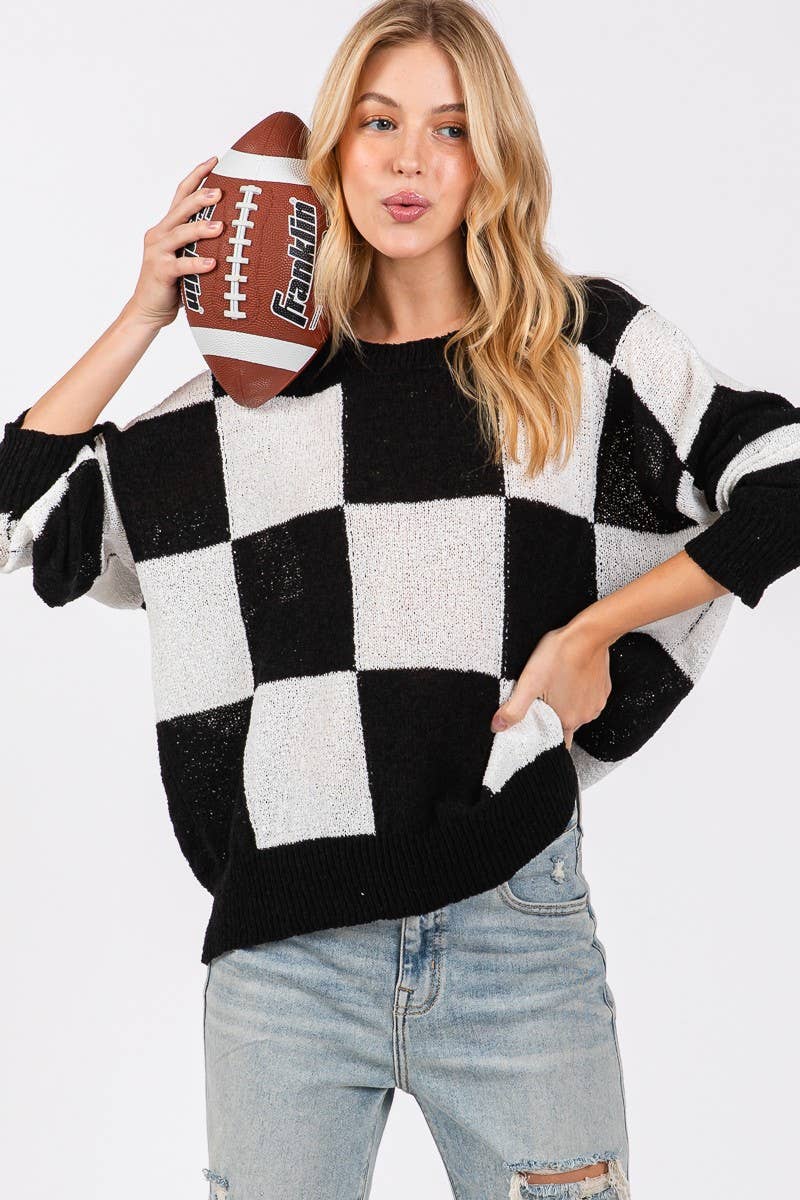Sewn and Seen - Wholesale Knit Sweater - Women's - CHECKER SWEATER TOP 10
