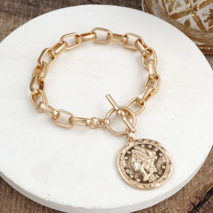 PennyLine inc - Vente Bracelets à breloques/pendentifs - Bracelet à maillons avec fermoir à bascule et breloque pièce – Urban Token3