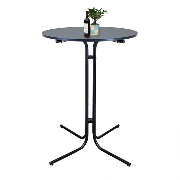 FIXTUREDISPLAYS - Wholesale Patio Table - 31.5X42" Tall Cocktail High Table Easy Fold Black Party Tradeshow Mobile Desk 119990