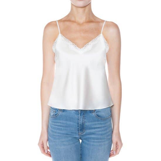 Pinkbloom - Wholesale Camisole - Women's - SATIN CAMI TOP TRIMMED WITH LACE AT FRONT BUST5