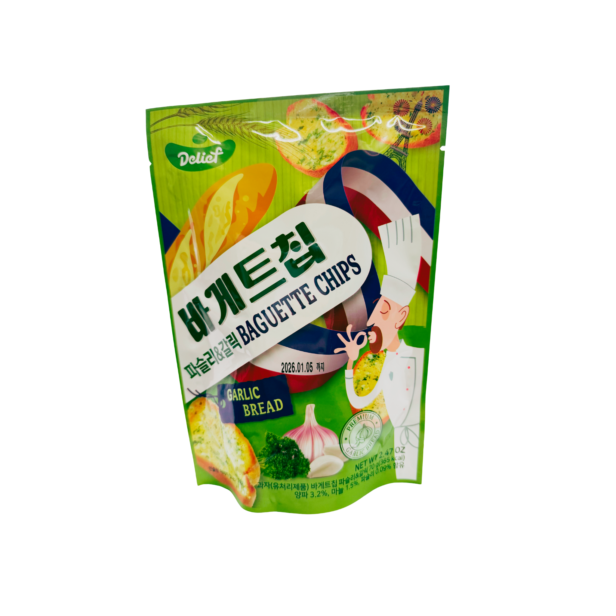 utoppa GmbH - Wholesale Crisps - DELIEF Baguette Chips Parsley & Garlic 70g0