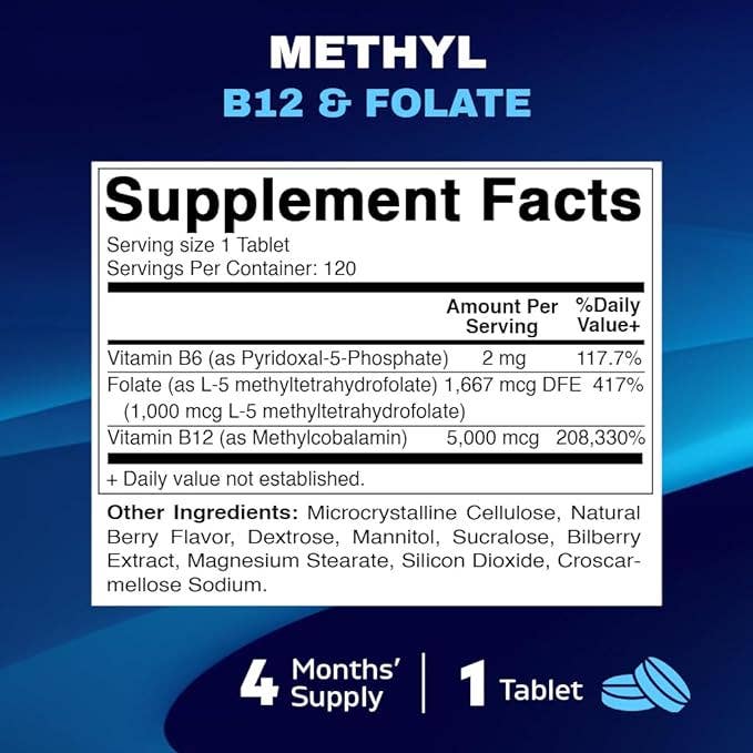 Vitamatic - Wholesale Oral Supplement/Vitamin - Vitamatic Methyl Folate & B12 with P-5-P |120 Fast Dissolve2