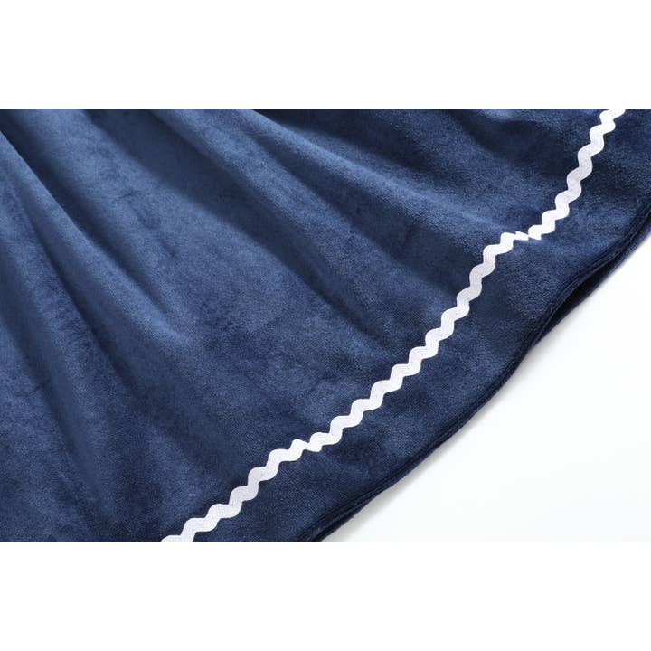 Lil Cactus - Wholesale Dress - Kids - Blue Velvet Silver Bows Smocked Ruffle Bishop Dress5