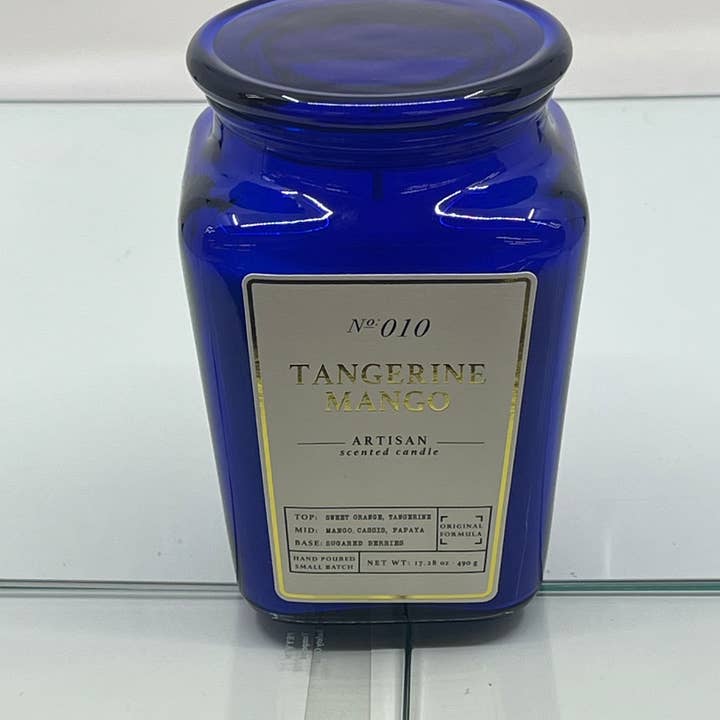 Barattolo di vetro con coperchio a diamante da 17oz Mandarino e Mango per la vendita all'ingrosso da parte di East West Candles