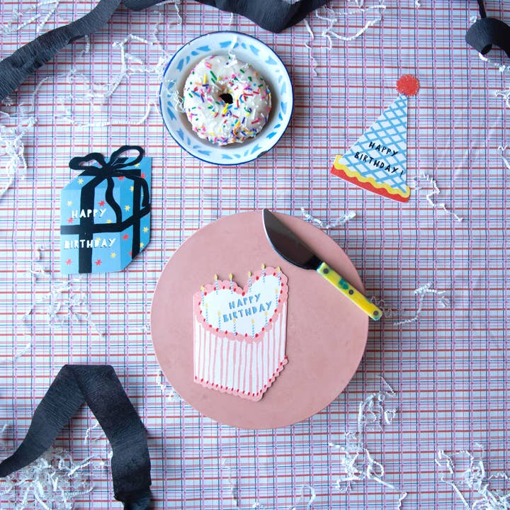 Isatopia - Wholesale Birthday Card - Heart Cake Birthday Collection - Die Cut Card
