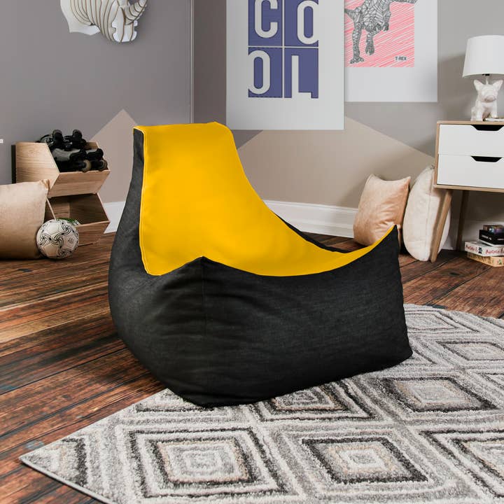 LuvU - Wholesale Chair - Jaxx Pixel Gamer Bean Bag Chair, Premium Vinyl / Dark Denim92