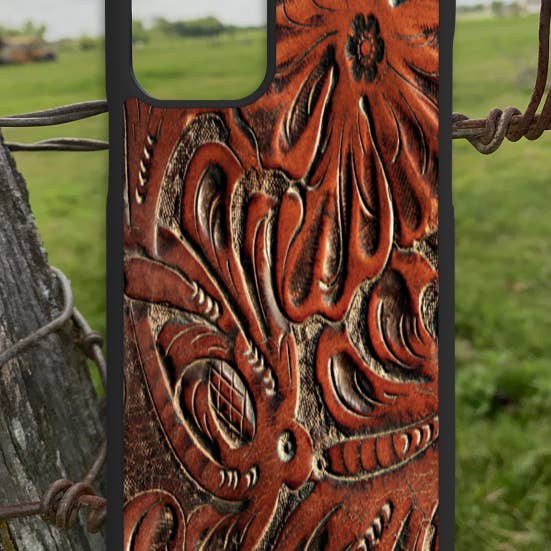 Tooled Leather IPhone Case for wholesale by Texas Petunias Boutique