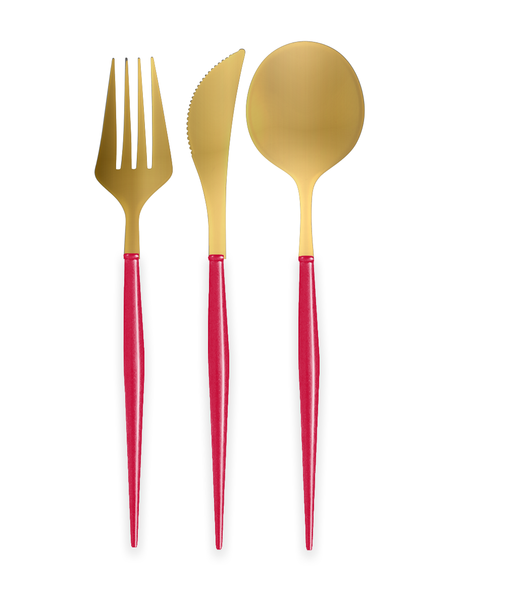 Sophistiplate - Vente Sets de couverts - Couverts réutilisables en plastique Bella Doré/Rouge S/240