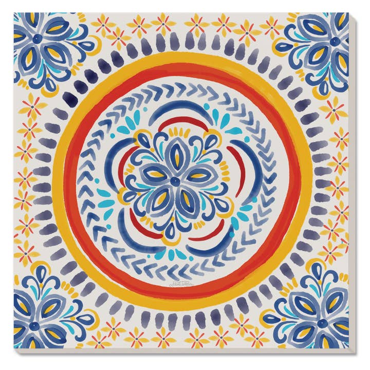 "Spanskt kakelmönster" Keramisk stenunderlägg 8" fyrkantig för wholesale av CounterArt/Highland Home/Thirstystone