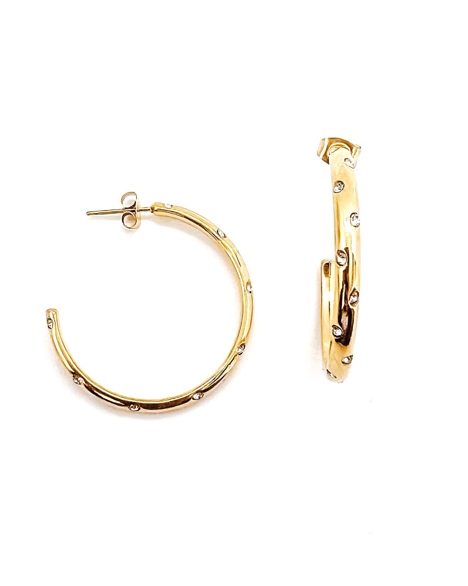 BELJOY - Wholesale Hoop Earrings - Elisha Diamond Crystal Hoop Earrings || Choose Color2