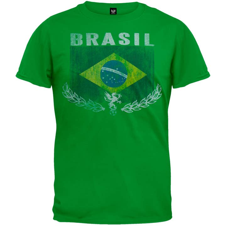 Brasil Vintage Flag Soccer Men's T Shirt for wholesale by Official Store