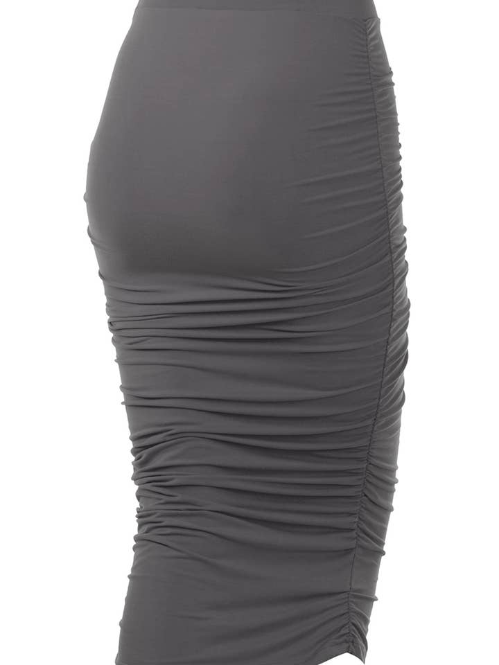 NINEXIS - Wholesale Skirt - Women's - CWBMS070_Slim Fit Ruched Long Pencil Skirt6